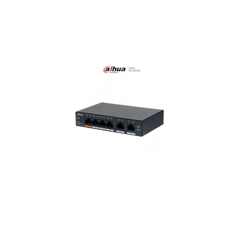 Switch Dahua CS4006-4ET-60 | 6 Puertos PoE+ | 60W | 4K CCTV | Plug & Play