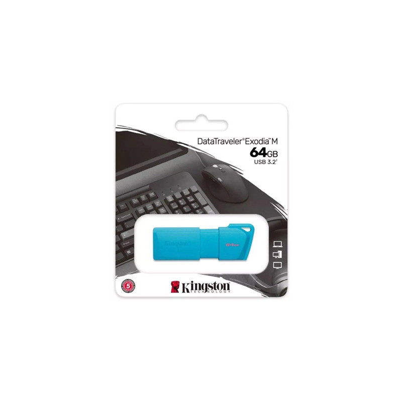 Memoria USB Kingston KC-U2L647LB Turquesa | 64GB | USB 3.2 | Alta Velocidad