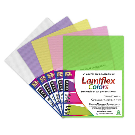 PASTA P/ENGARGOLAR TC SURTIDO TRASLÚCIDO C/50 LAMIFLEX