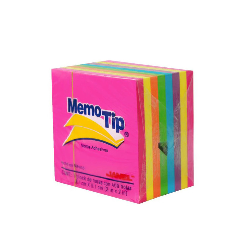 Notas Adhesivas Neon 2x2 | Cubo 400 Hojas Memo Tip | ¡Resalta!