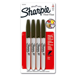 MARCADOR SHARPIE PERMANENTE NEGRO 4 PIEZAS | C3mayorista.com