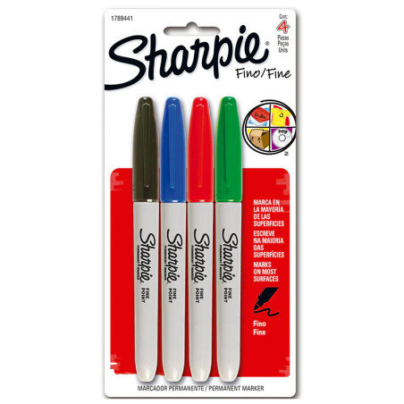 MARCADOR SHARPIE PERMANENTE SURTIDO 4 PIEZAS | c3mayorista.com