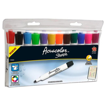 PLUMÓN GRUESO CON 12 PIEZAS ACUACOLOR |  C3MAYORISTA.COM