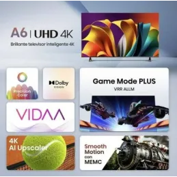 PANTALLA HISENSE 58" 58A6NV LED 4K UHD Vidaa U7 Smart 60Hz Resolución 3840 x 2160 RGB